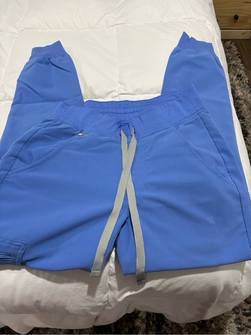 Figs XXS/P Women's Blue Jogger Pants with Gray Drawstring